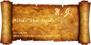 Mihálka Jenő névjegykártya