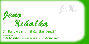 jeno mihalka business card